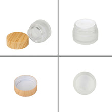 Load image into Gallery viewer, 10er Set Reise Kosmetikbehälter aus Milchglas mit Bambusdeckel