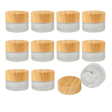 Load image into Gallery viewer, 10er Set Reise Kosmetikbehälter aus Milchglas mit Bambusdeckel