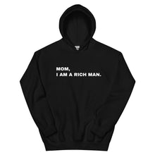 Load image into Gallery viewer, Hoodie Damen MOM, I AM A RICH MAN | Kapuzenpullover in schwarz