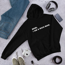 Load image into Gallery viewer, Hoodie Damen MOM, I AM A RICH MAN | Kapuzenpullover in schwarz