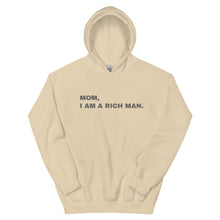 Load image into Gallery viewer, Hoodie Damen MOM, I AM A RICH MAN | Kapuzenpullover in beige