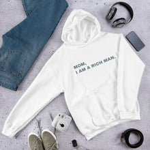Load image into Gallery viewer, Hoodie Damen MOM, I AM A RICH MAN | Kapuzenpullover in weiß