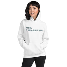 Load image into Gallery viewer, Hoodie Damen MOM, I AM A RICH MAN | Kapuzenpullover in weiß