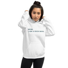 Load image into Gallery viewer, Hoodie Damen MOM, I AM A RICH MAN | Kapuzenpullover in weiß