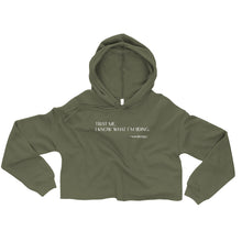 Load image into Gallery viewer, Crop-Hoodie Damen TRUST ME - I KNOW WHAT I`M DOING | schwarz & armeegrün