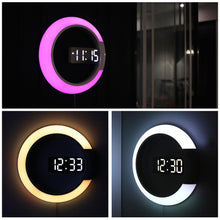 Laden Sie das Bild in den Galerie-Viewer, 3D LED digitale Wanduhr mit RGB Farben & Alarm, Temperatur & Nachtmodus Funktion - WhiteWhiskers