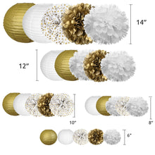 Laden Sie das Bild in den Galerie-Viewer, 25x Papier Laternen in gold/weiß