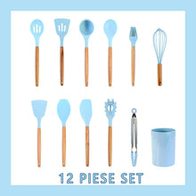 Laden Sie das Bild in den Galerie-Viewer, Silikon Kochgeschirr / Küchenset 12-teilig inkl Box - Küchenutensilien in verschiedene Pastellfarben - WhiteWhiskers