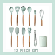 Laden Sie das Bild in den Galerie-Viewer, Silikon Kochgeschirr / Küchenset 12-teilig inkl Box - Küchenutensilien in verschiedene Pastellfarben - WhiteWhiskers