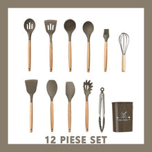 Laden Sie das Bild in den Galerie-Viewer, Silikon Kochgeschirr / Küchenset 12-teilig inkl Box - Küchenutensilien in verschiedene Pastellfarben - WhiteWhiskers