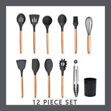 Laden Sie das Bild in den Galerie-Viewer, Silikon Kochgeschirr / Küchenset 12-teilig inkl Box - Küchenutensilien in verschiedene Pastellfarben - WhiteWhiskers