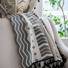 Laden Sie das Bild in den Galerie-Viewer, Boho Vorhang / Gardine Bohemian in beige schwarz  - verschiedene Größen - WhiteWhiskers