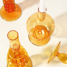 Load image into Gallery viewer, glass candlestick in orange | different designs