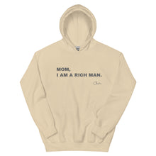 Load image into Gallery viewer, Hoodie Damen MOM, I AM A RICH MAN | Kapuzenpullover in beige
