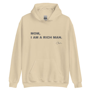 Hoodie Damen MOM, I AM A RICH MAN | Kapuzenpullover in beige