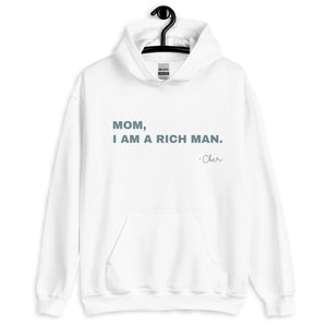 Hoodie Damen MOM, I AM A RICH MAN | Kapuzenpullover in weiß
