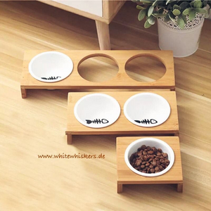 Cat feeding bar with bowls - 1, 2 or 3 feeding stations