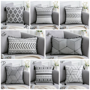 Black & White pillowcases with tassels
