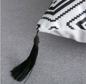 Black & White pillowcases with tassels