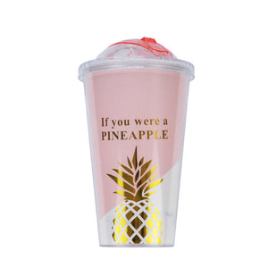 Ananas Becher rosa weiß TO GO 420ml - WhiteWhiskers