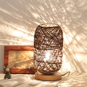 Rattan style table lamp