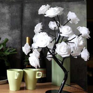 Lampe weiße Rosen mit EU Stecker- warmes Licht - WhiteWhiskers