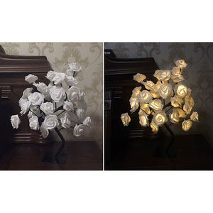 Lampe weiße Rosen mit EU Stecker- warmes Licht - WhiteWhiskers