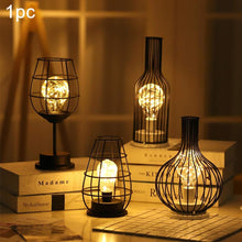 Load image into Gallery viewer, black table lamp in cage design

