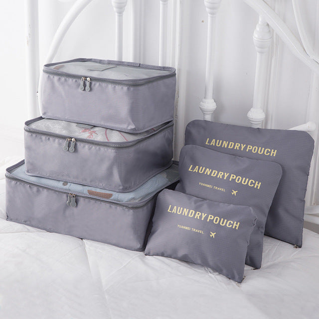 Set Reisetaschen 6-teilig - ordentliches Packen des Reisegepäcks | Ordnung ist das halbe Leben - WhiteWhiskers