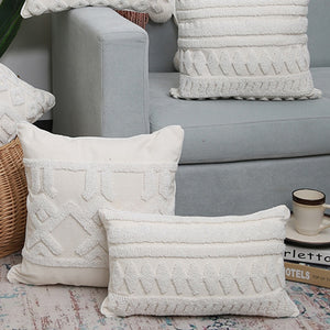 Boho macrame cushion covers in white