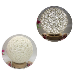 round rattan table lamp in white