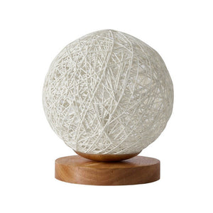 round rattan table lamp in white