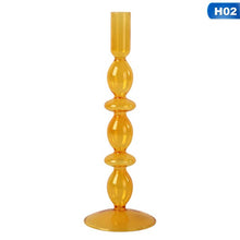 Load image into Gallery viewer, glass candlestick in orange | different designs
