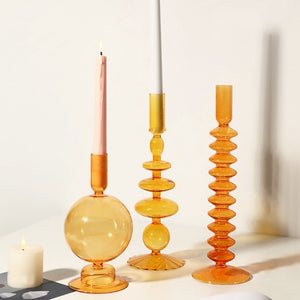 Glas Kerzenhalter in orange | verschiedene Designs